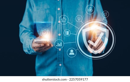 Man using mobile phone buy insurance online, insurance online concept, life and health insurance - Shutterstock ID 2257059177