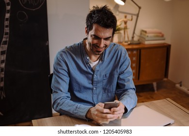 Man using smart phone