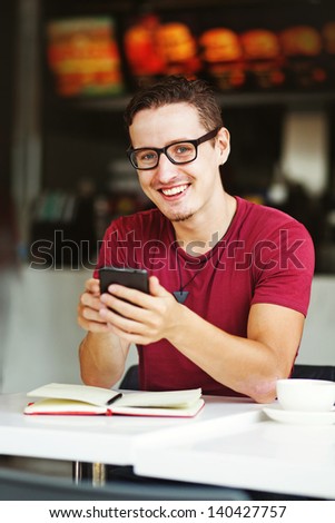 Man using smart phone