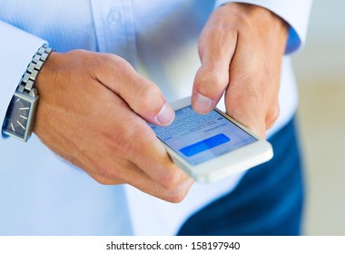 Man Using Smart Phone, Texting