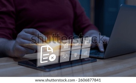 Man Using Smartphone to Delete Document via Virtual Interface – Mobile Data Management and Digital Business Concept