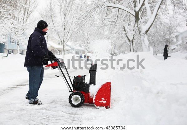 Man Using Snow Blower Clear Out Stock Photo (Edit Now) 43085734