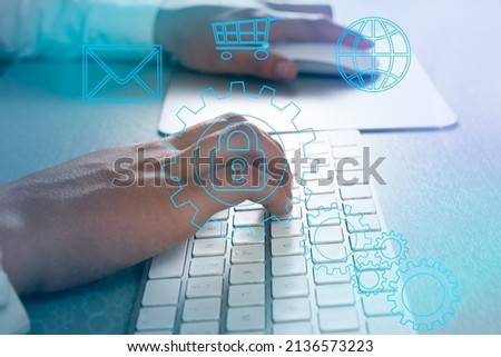 man using Virtual Private Network technology  ,Cyber security and privacy, Anonymous connection technology data privacy or bypass proxy and ssl secure connection concept.