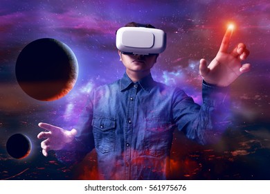 Man using virtual reality headset - Powered by Shutterstock