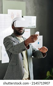 Man using VR googles at office