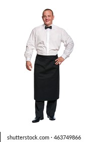 Man Waiter Standing Aprone On Isolation Stock Photo 463749866 ...