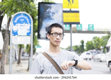 Man waiting for bus