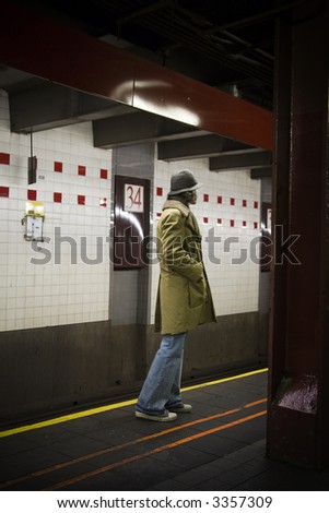 Image, Stock Photo sitting in a subway to central amsterdam