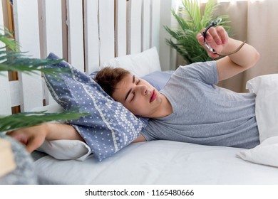 Man Waking Up Late For Work, He Overslept