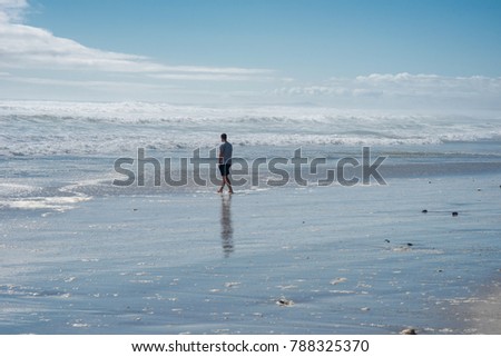 Man walking alone on the beach