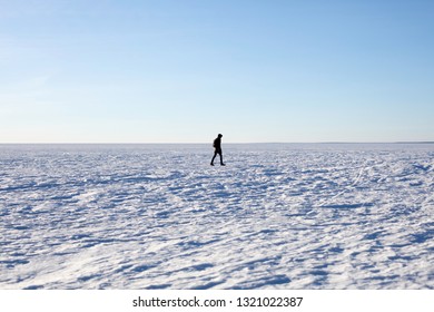 Man Walking Alone Sunny Day Snow Stock Photo 1321022387 | Shutterstock