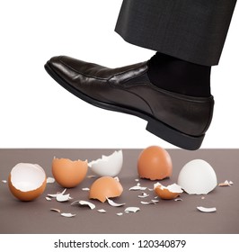 Man Walking On Egg Shells