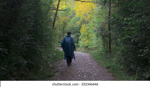 Man walking on the  Way of St. James, Camino de Santiago, St. James's Way, St. James's Path, St. James's Trail, Route of Santiago de Compostela,and Road to Santiago.