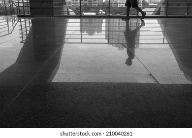 A man walking  through