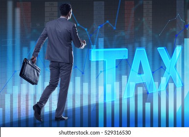 Man walking towards tax letters