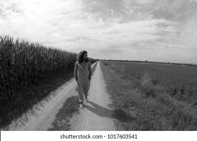 man waloking through