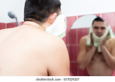 man washes