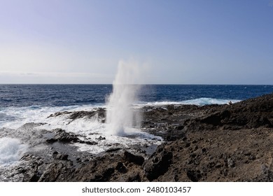 A man watching a blow hole at the coast - Powered by Shutterstock