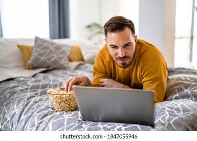 Man Watching Laptop Computer Lying On Stock Photo 1847055946 | Shutterstock