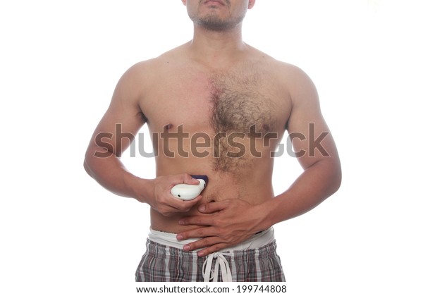 Man Waxing His Chest Depilate Hair Stock Photo Edit Now 199744808