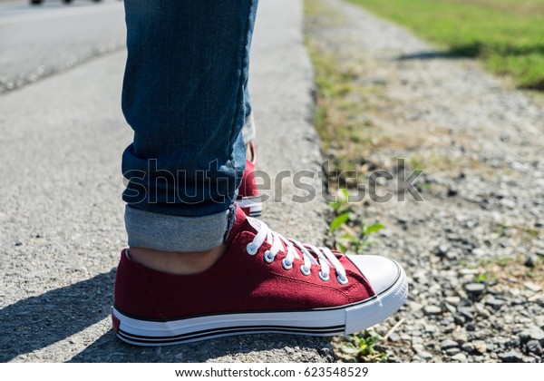 mens red canvas sneakers