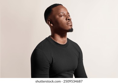 Man wearing black long sleeve, autumn apparel fashion design - Powered by Shutterstock