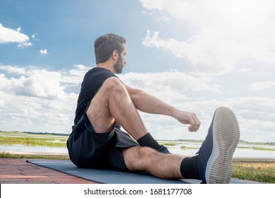 man stretching