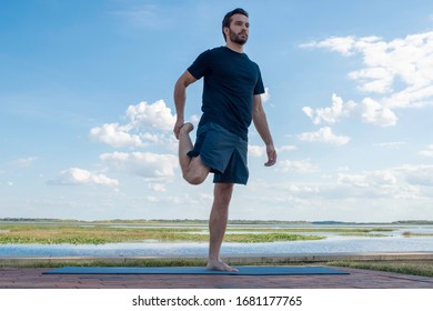 Man Wearing Black Shirt Dark Green Stock Photo 1681177765 