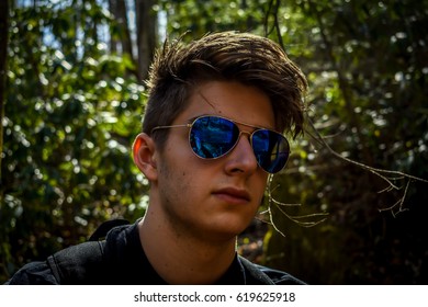 Man Wearing Blue Sunglasses Natural Bridge Kentucky