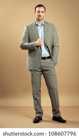 Man Wearing Business Classic Outfit. Studio Shot.