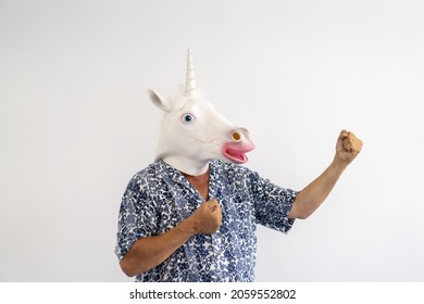 The Man Wearing A Donkey Mask