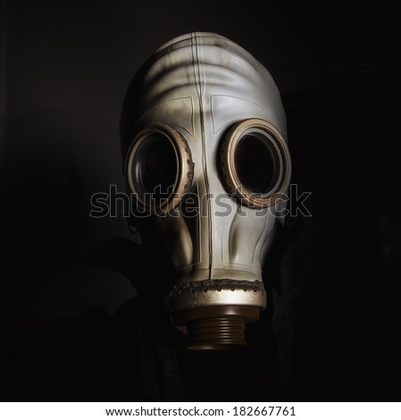 Man wearing gas mask 