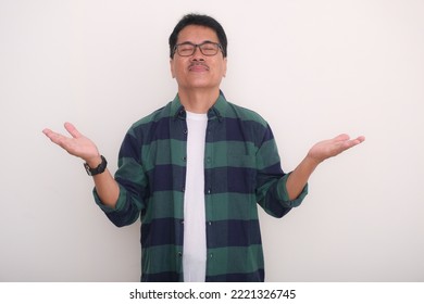 Man Wearing Glasses, Standing With Both Arms Opened Feeling Grateful