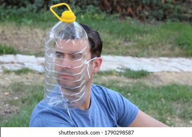 Man Wearing Home Made Face Shield 
