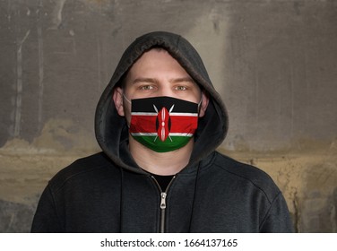 Man Wearing A Hood And A Kenya Flag Mask To Protect Him Virus.