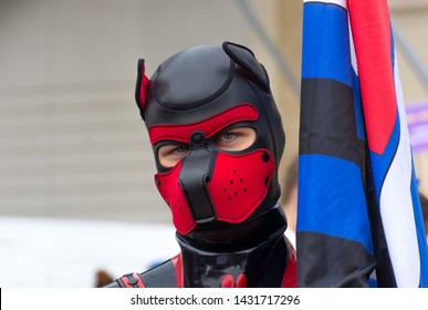 Man Wearing Leather Suits At The Annual Gay Parade In Graz, Austria.