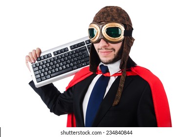 Man wearing red clothing in funny concept - Powered by Shutterstock