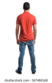 Man Wearing Red Polo Shirt