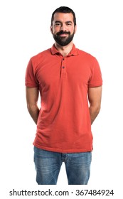 Man Wearing Red Polo Shirt