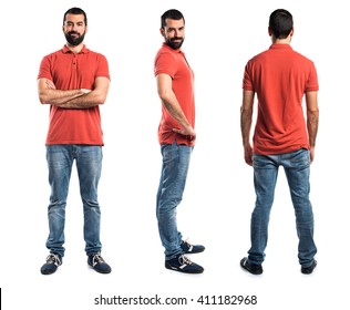 Man Wearing Red Polo Shirt