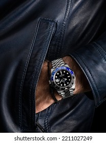 Man Wearing Rolex GMT Master 2 126710BLNR