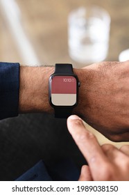 Man Wearing A Smartwatch Mockup