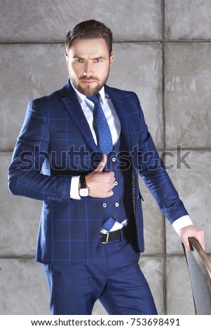 Man Wearing Watch Suit Tie Beard Stock Photo (Edit Now 