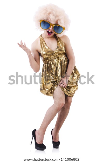 Man Wearing Woman Clothing On White Stock Photo (edit Now) 141006802