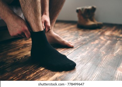 The Man Wears Black Socks. Men's Style.