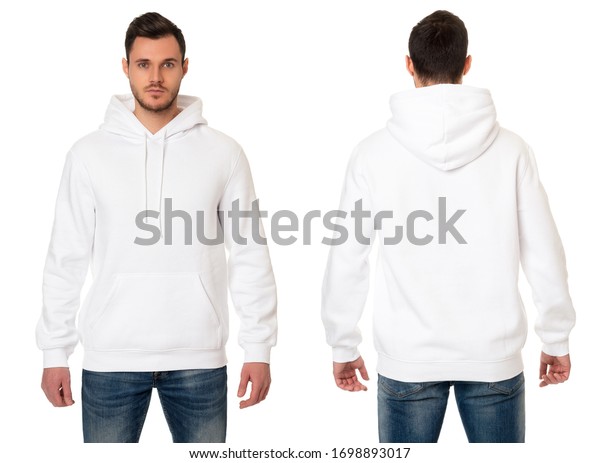 Man White Hooded Sweatshirt On White Stock Photo 1698893017 | Shutterstock