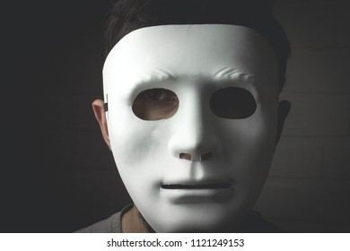 Man White Mask Dark Stock Photo 1121249159 | Shutterstock