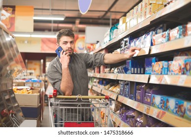 381 Man talking on phone at grocery store Images, Stock Photos ...