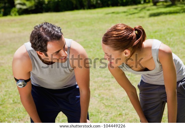 Man Woman Bending Over They Recover Stock Photo Edit Now