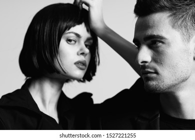 Black White Male Femal Hair Models Stock Photos Images